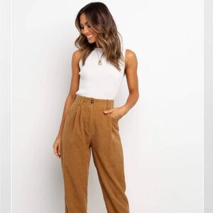 Women's Tan High-Waisted Pants